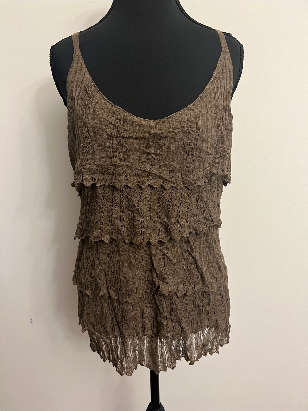 Cache Brown Ruffle Tiered Camisole
